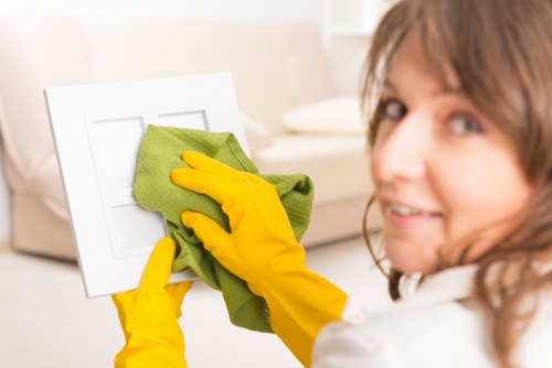 Technician treating pet urine stain with enzyme cleaner in Roehampton